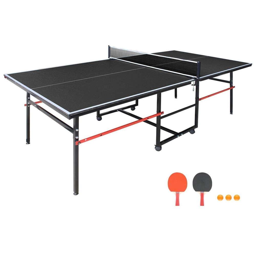 Portable 8ft Foldable Table Set with Net, Paddles & Balls - Sturdy