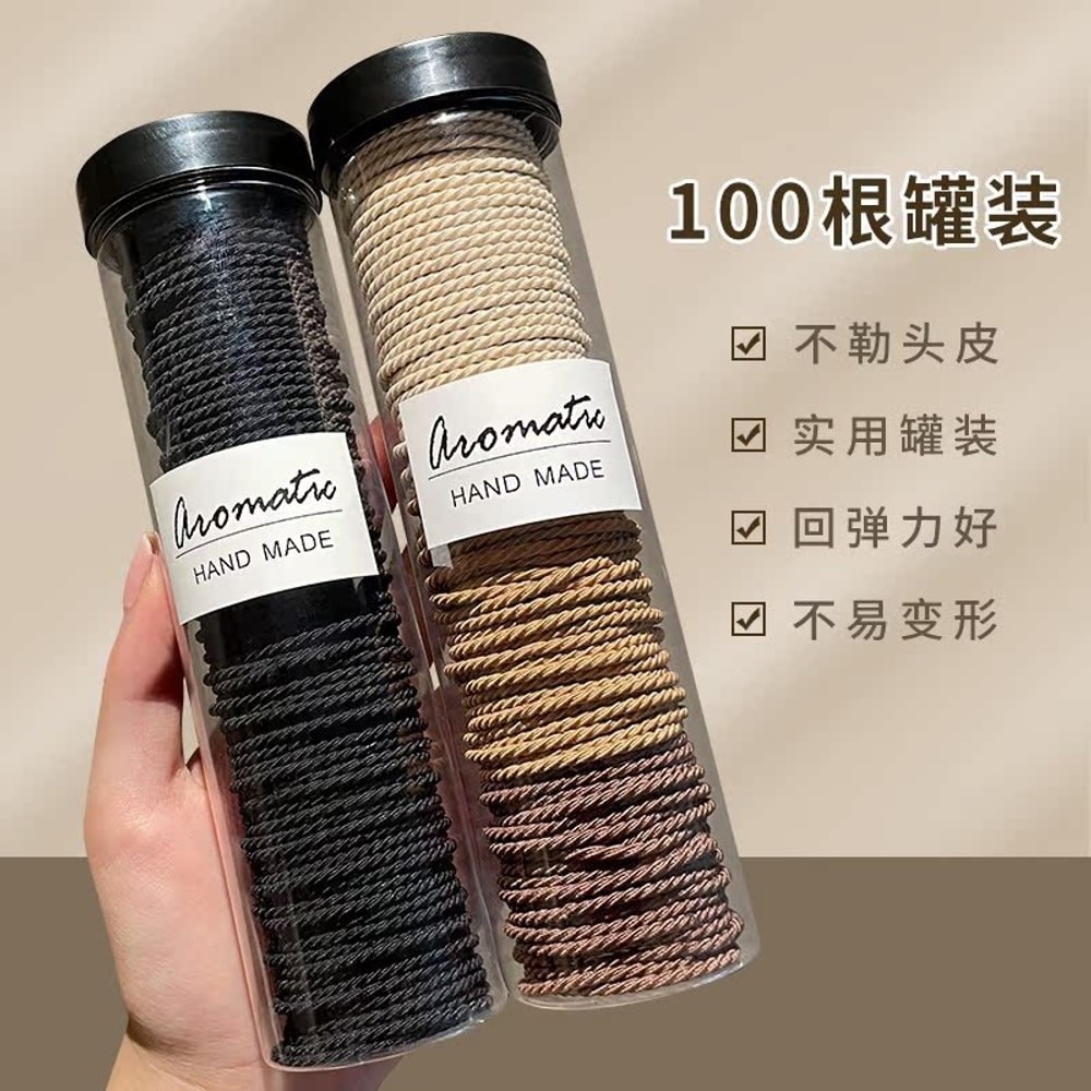 ROCA Black Rubber Bands 100pcs - Basic Korean Style Hair Accessories