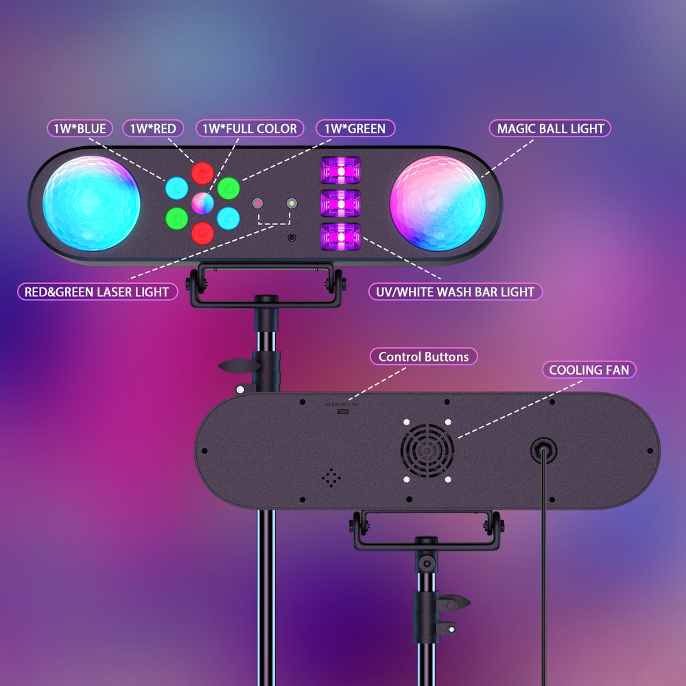 Multi Function Lighting Stand System with LED Laser Strobe UV for Bar Party
