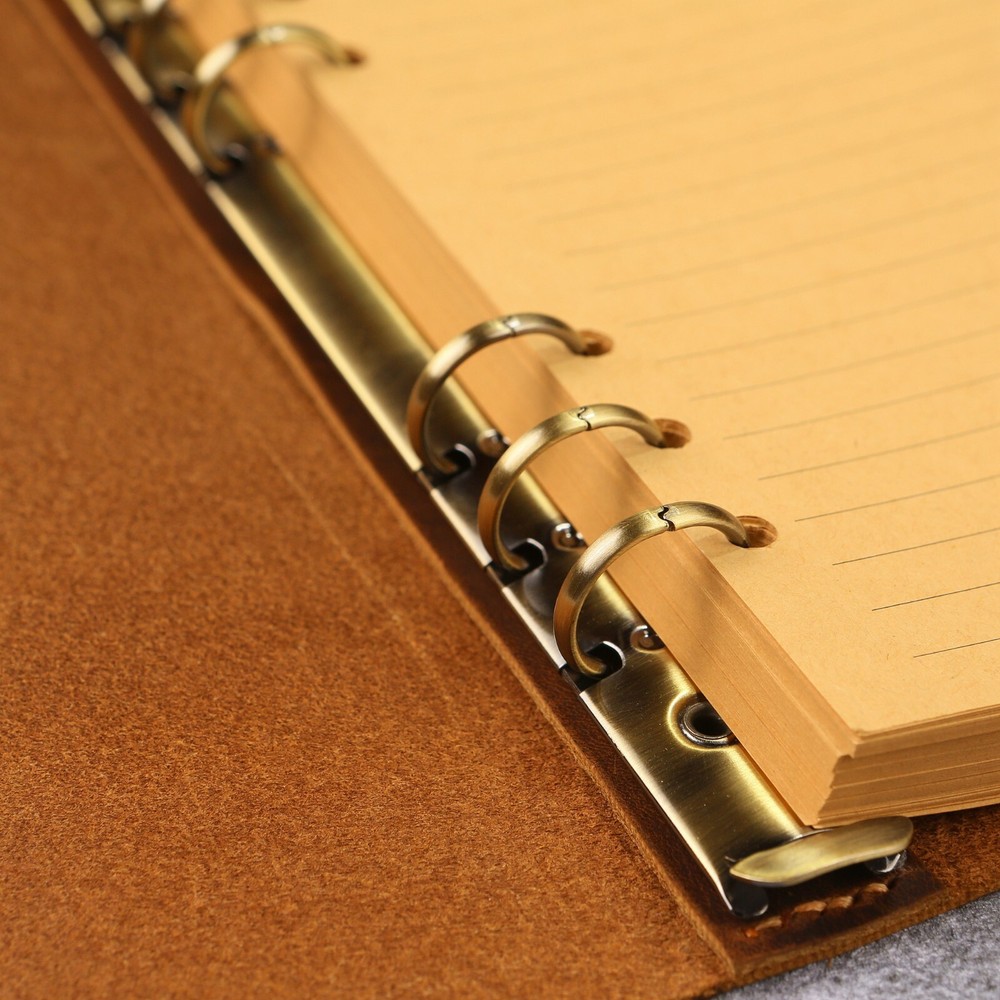 Leather A5 binder planner, Personalized leather journal notebook, leather gift