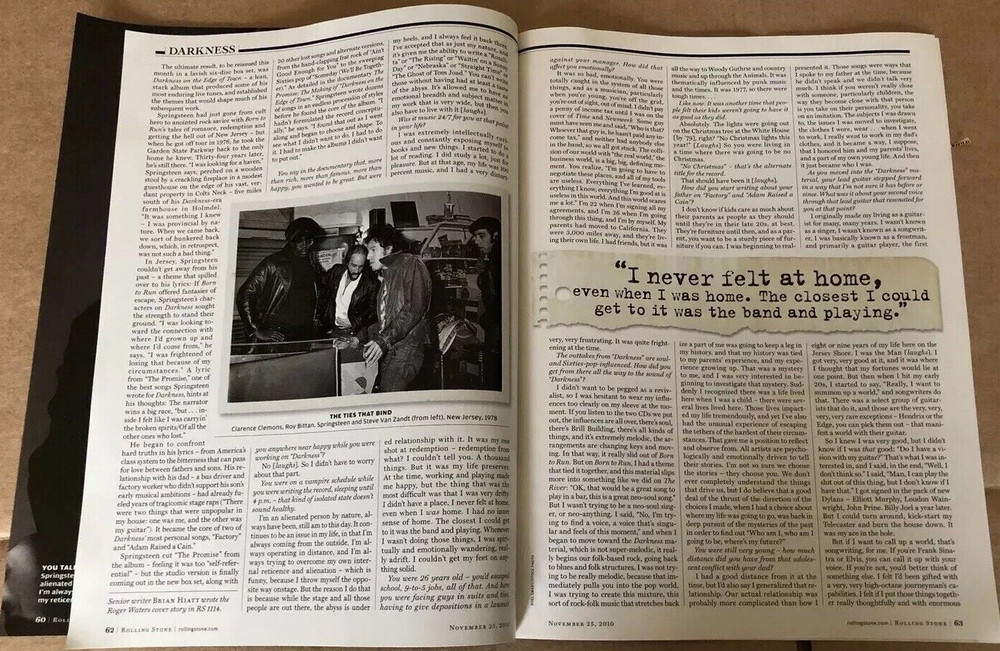 2010 BRUCE SPRINGSTEEN - Magazine 4-Page Article Clipping