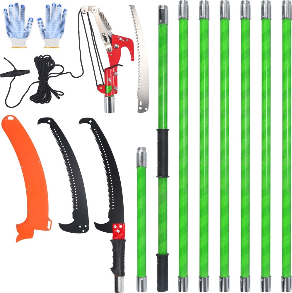 26 Ft Manual Pole Saw Extendable Tree Pruner Blade and Scissors Set for Backyard
