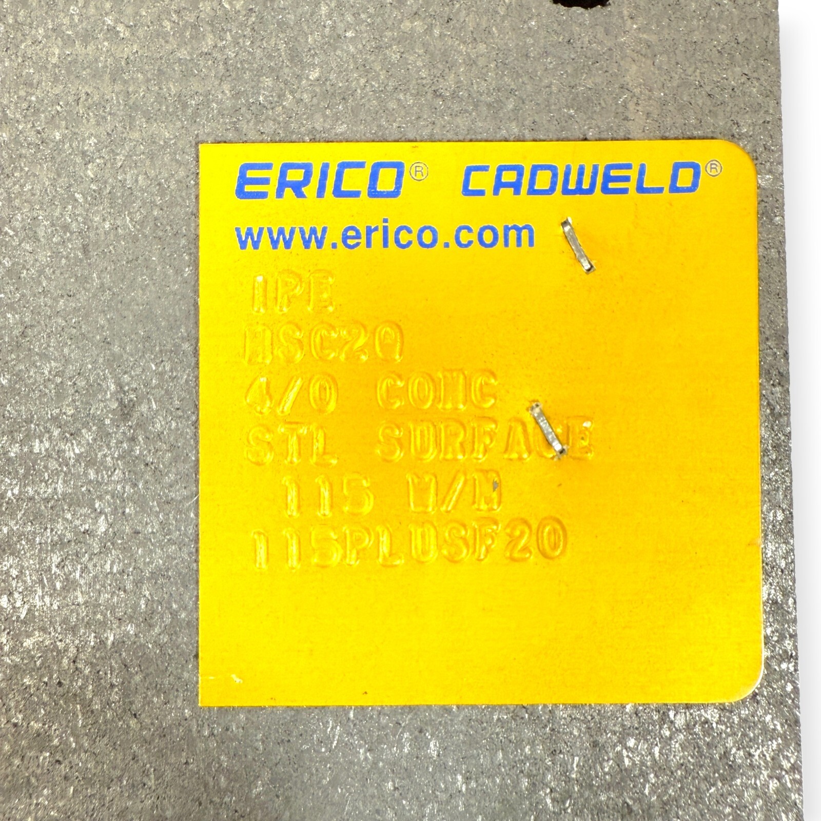 Erico Cadweld HSC2Q Graphite Mold 4/0 Concentric to Steel Pipe Flat Surface 115