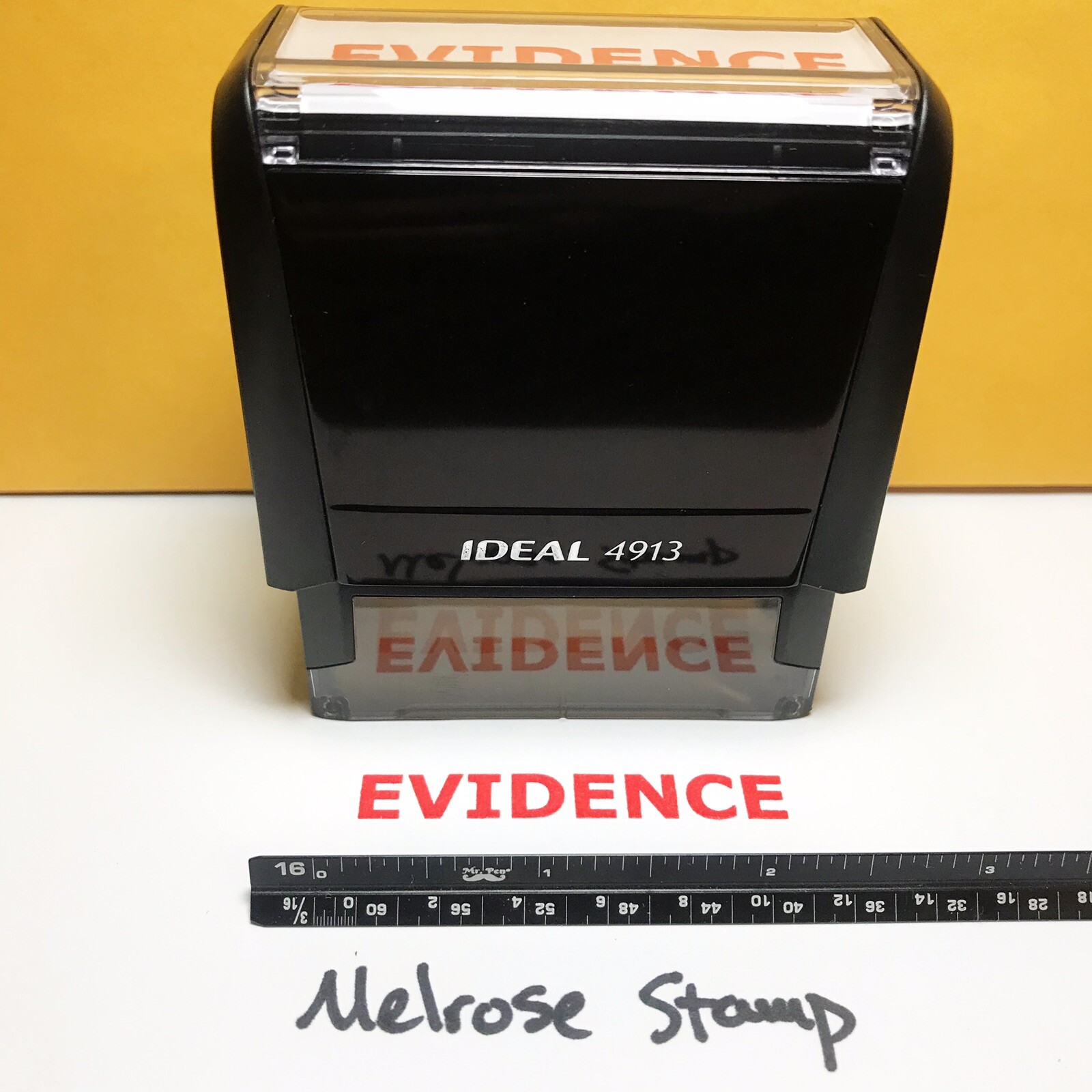 Evidence Rubber Stamp Red Ink Self Inking Ideal 4913