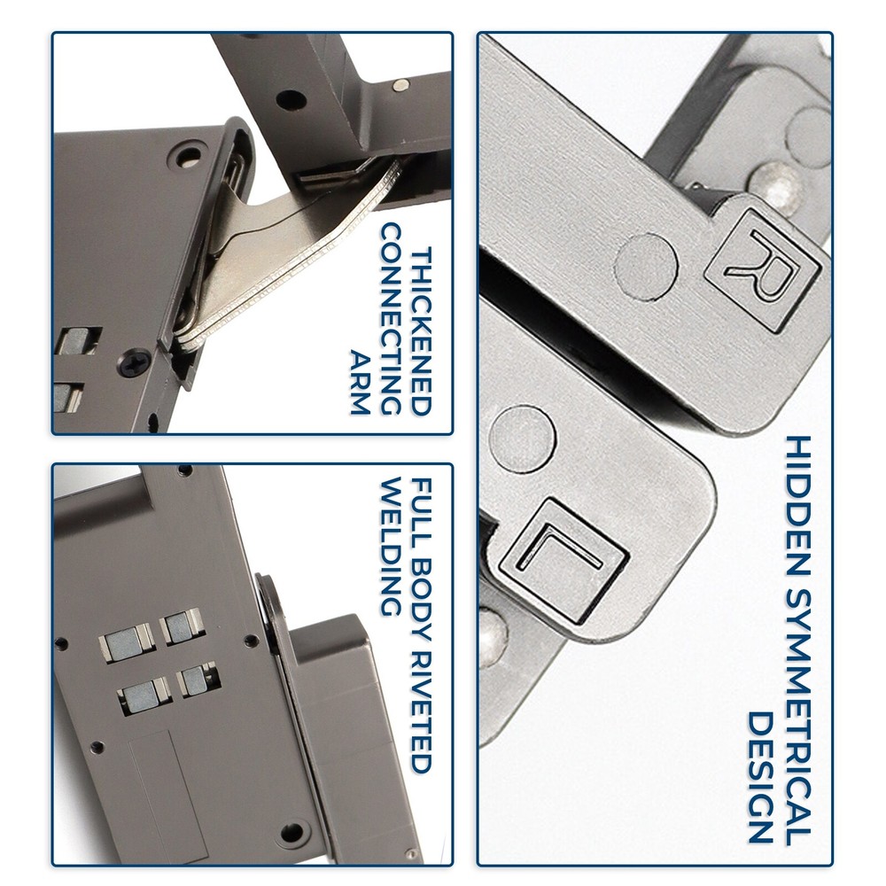 2× Hidden Door Pivot Hinges 105° Degree Rotation 3 Dimensional Adjustable Hinges