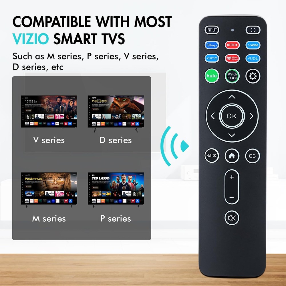 Universal Backlit Remote XRT260 Replacement for Vizio - Backlit, Black
