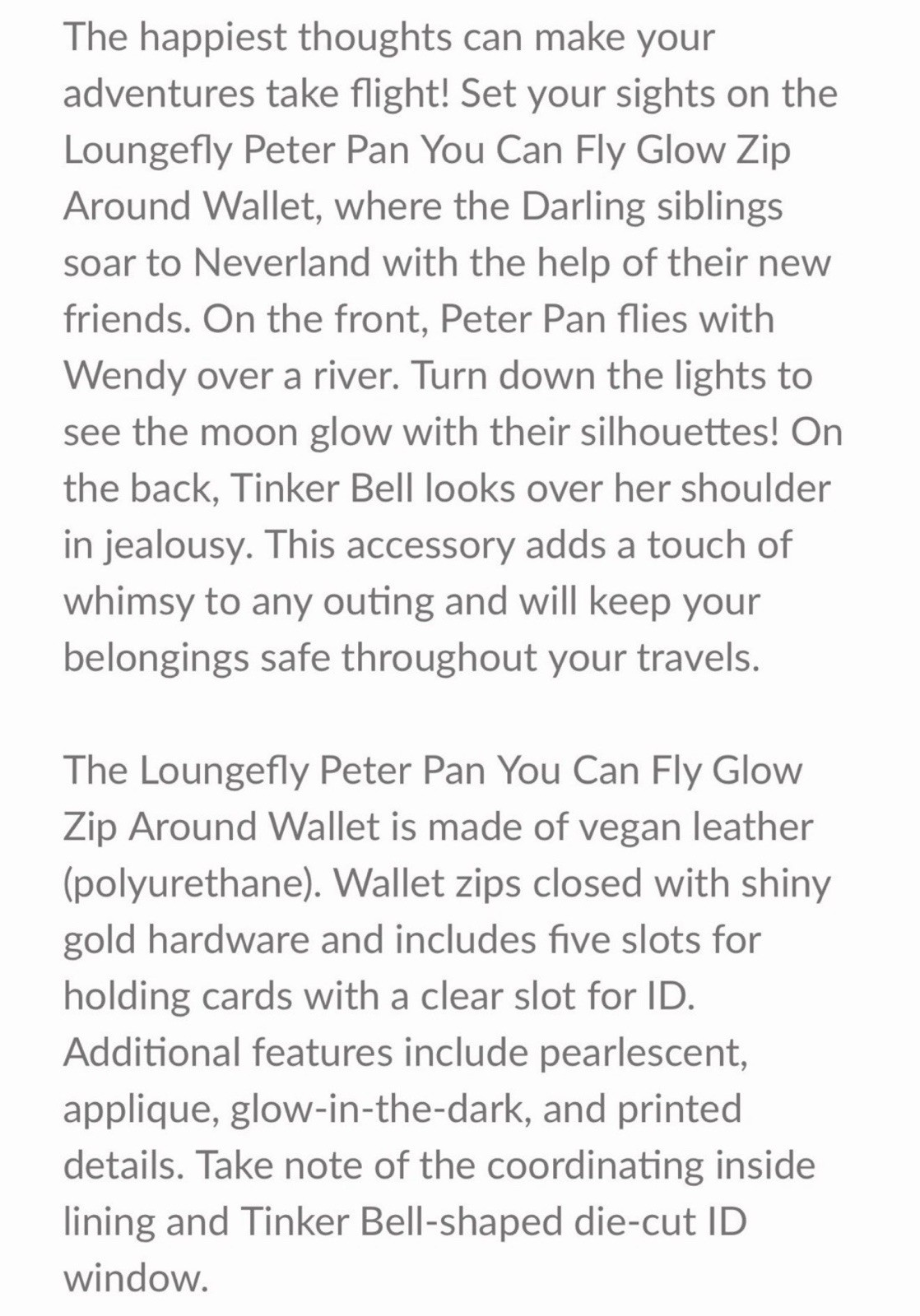 Loungefly Disney Peter Pan You Can Fly Glow Zip Around Wallet Medium 2024