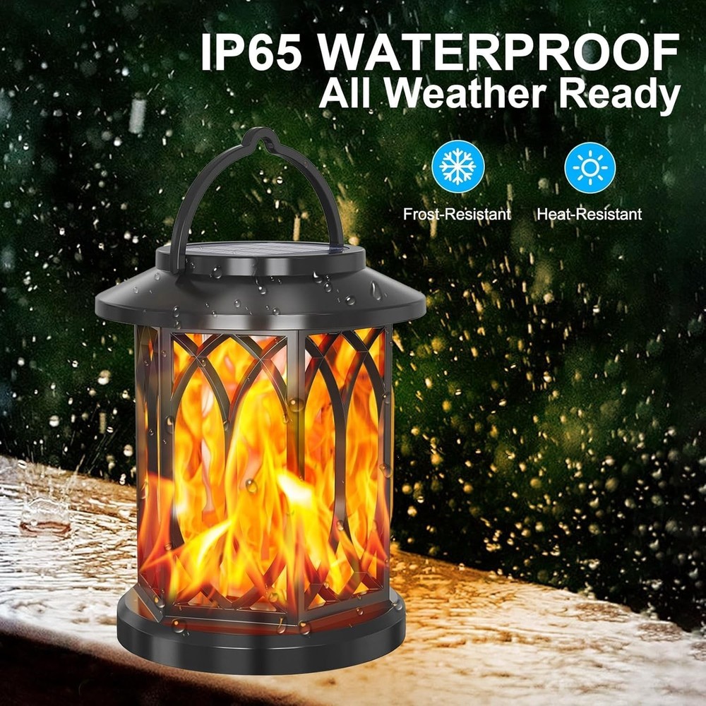 2x Solar LED Flicker Flame Lanterns Lantern , Outdoor Garden & Pathway Lights