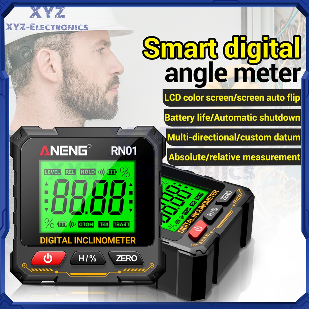ANENG Digital Angle Finder Magnetic Protractor Level Box Inclinometer Tool 360°