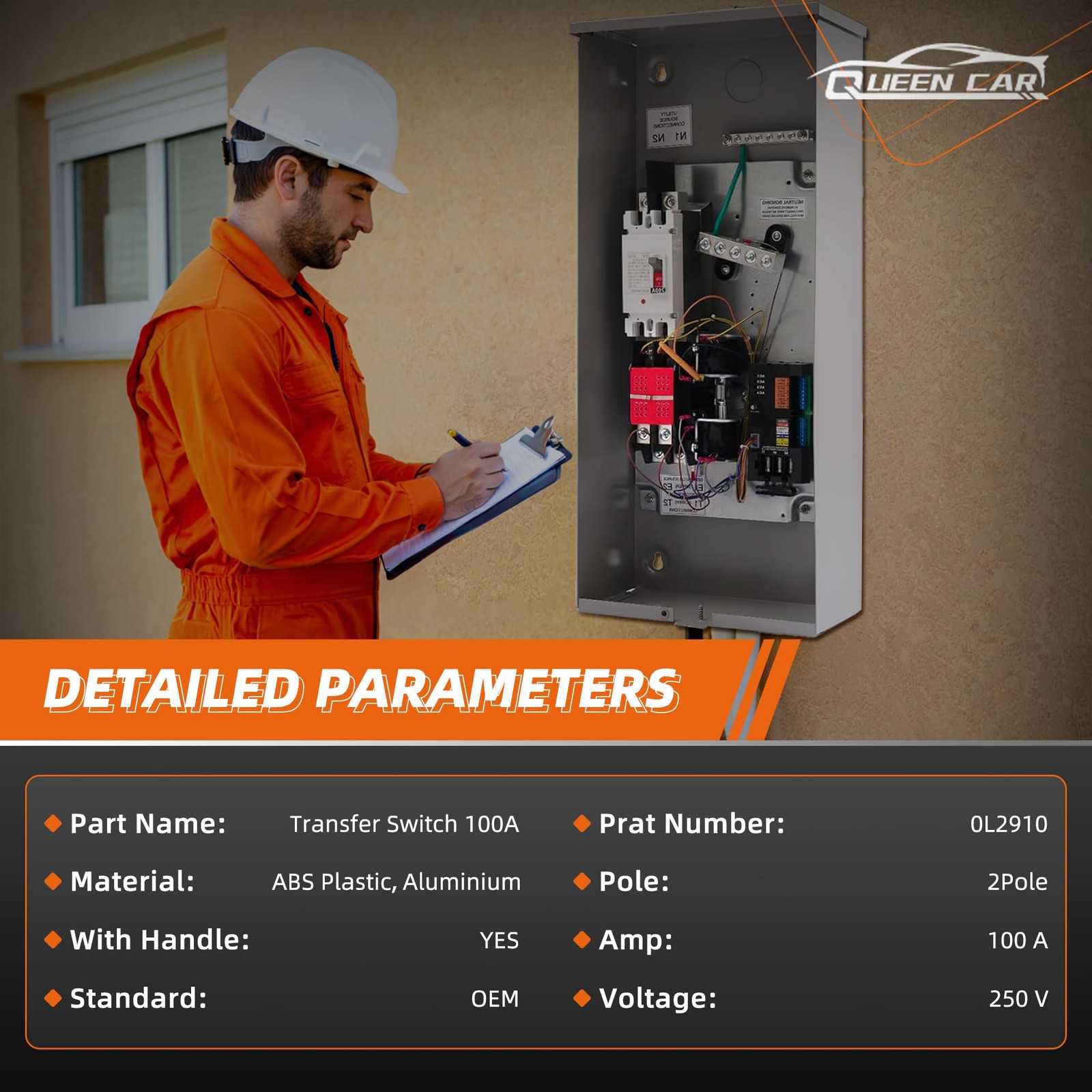 0L2910 Transfer Switch 100A with Handle Fit for Generac 100 Amp 2P 250V...