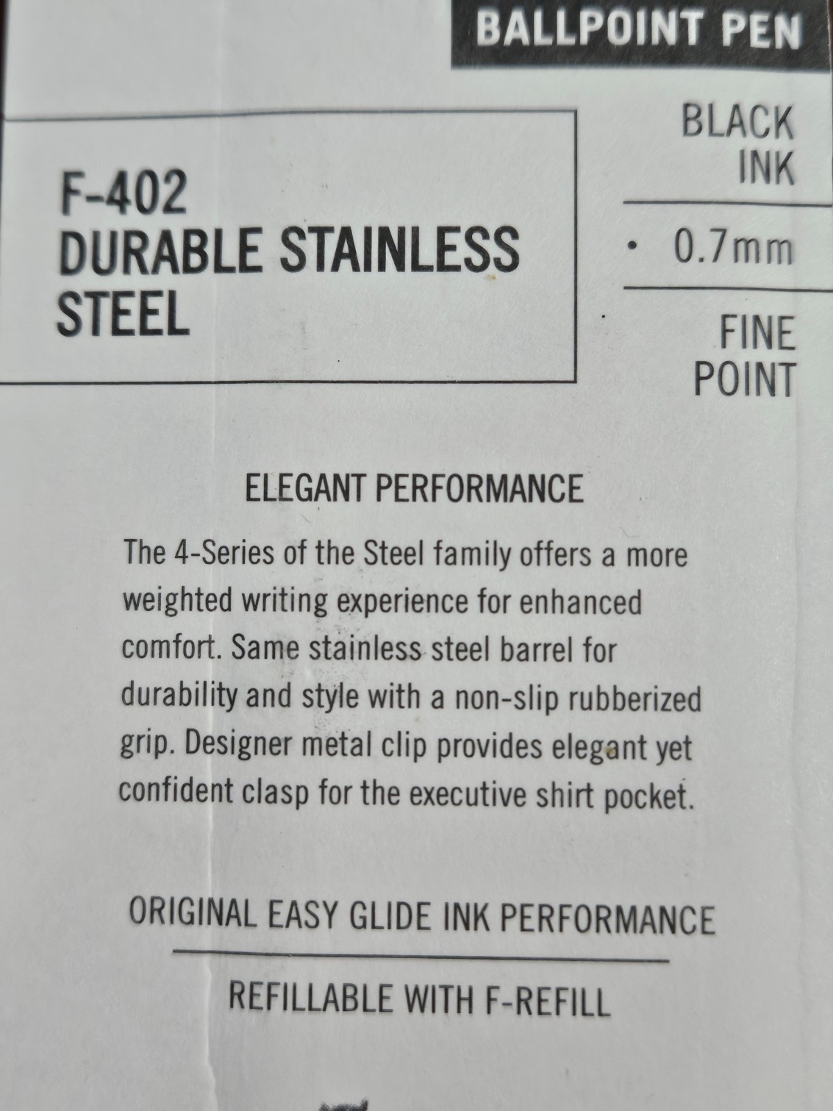 2 Zebra F402 Ballpoint Stainless Steel Retractable Pen Fine Point Black 0.7 mm