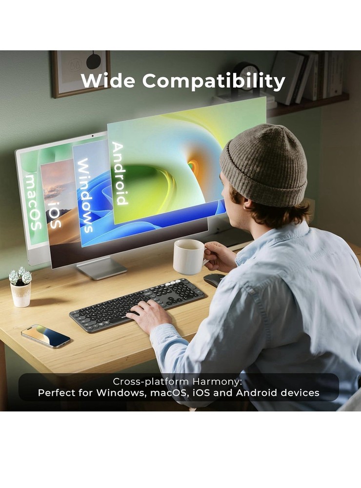 Seenda Wireless Múlti-device Colored Keyboard Mouse Combo COE202