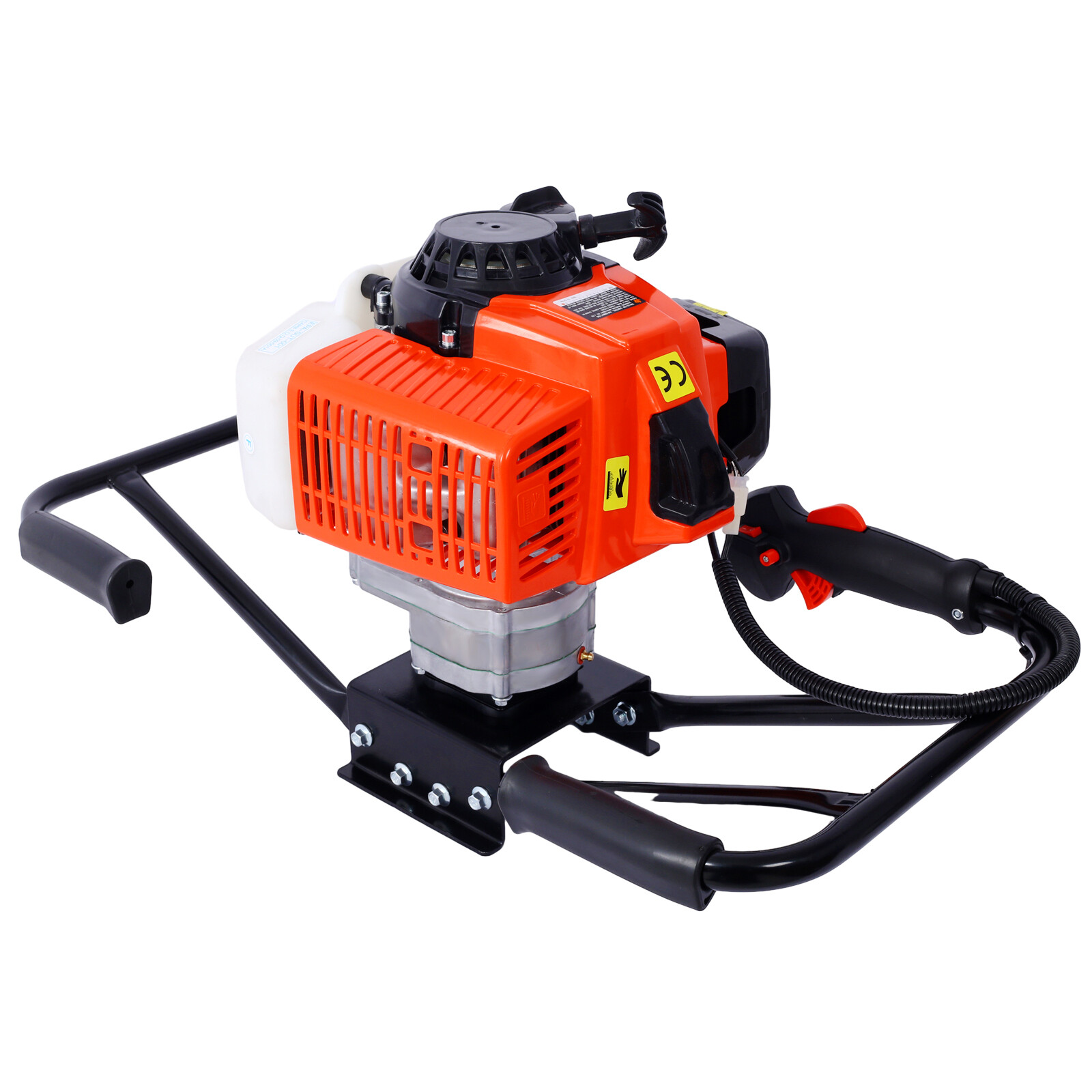 63cc Gas Powered Auger Post Hole Digger 2 Person Handle w/ 6" 10" Drill Bits