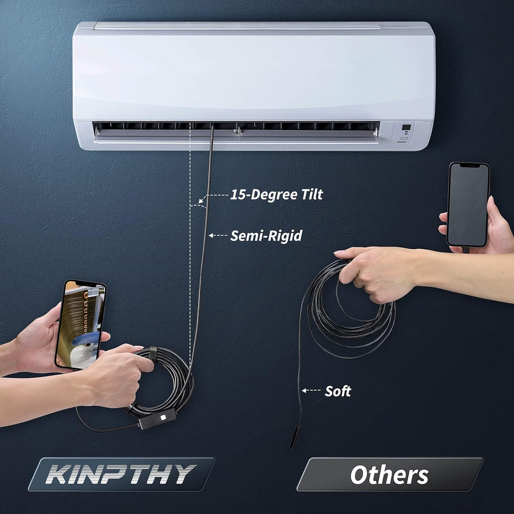 Endoscope Camera with Light, 1920P HD Borescope Tools with 8 Adjustable LED Ligh
