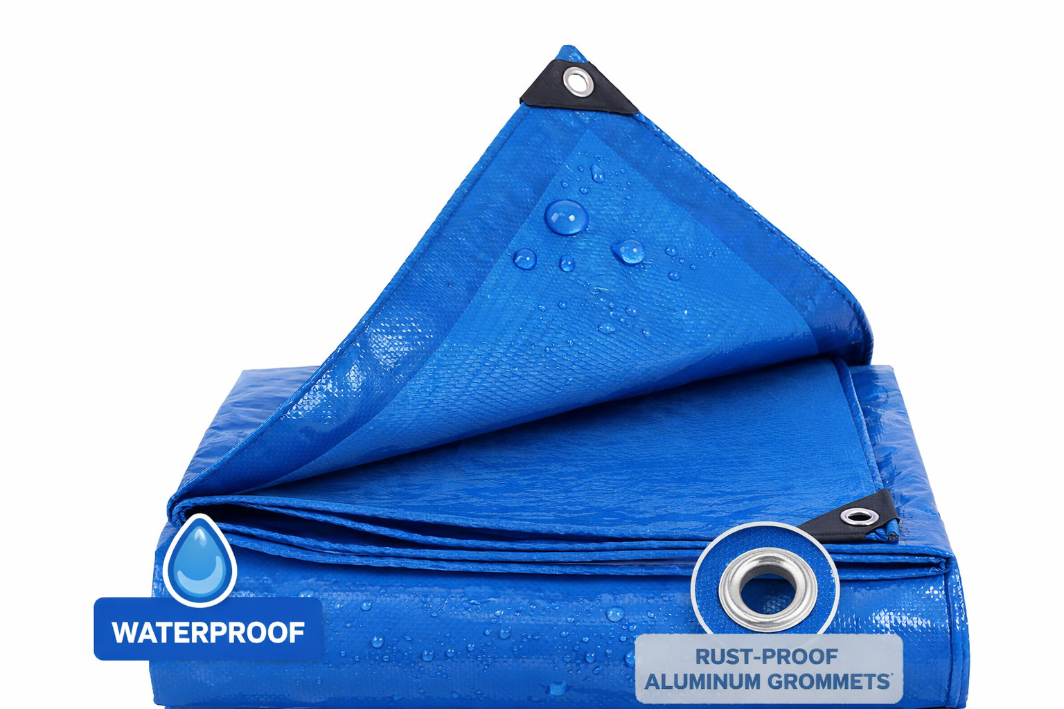 Heavy Duty Blue Poly Tarp Waterproof Outdoor Cover Multiple Sizes 100 GSM