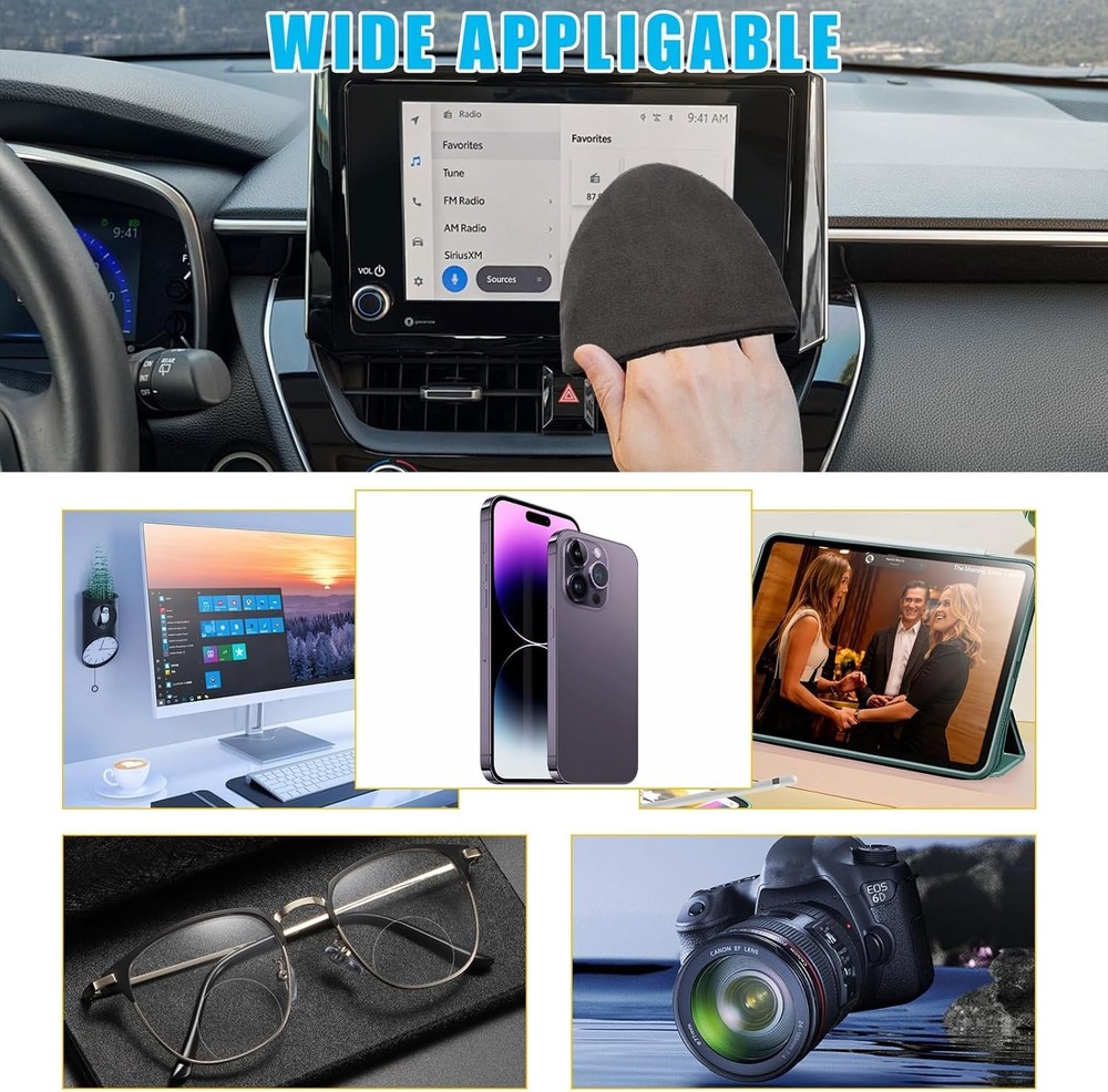 Car Screen Cleaner, 4.72×3.93" Triangle Microfiber Auto Screen Cleaning Pad, ...