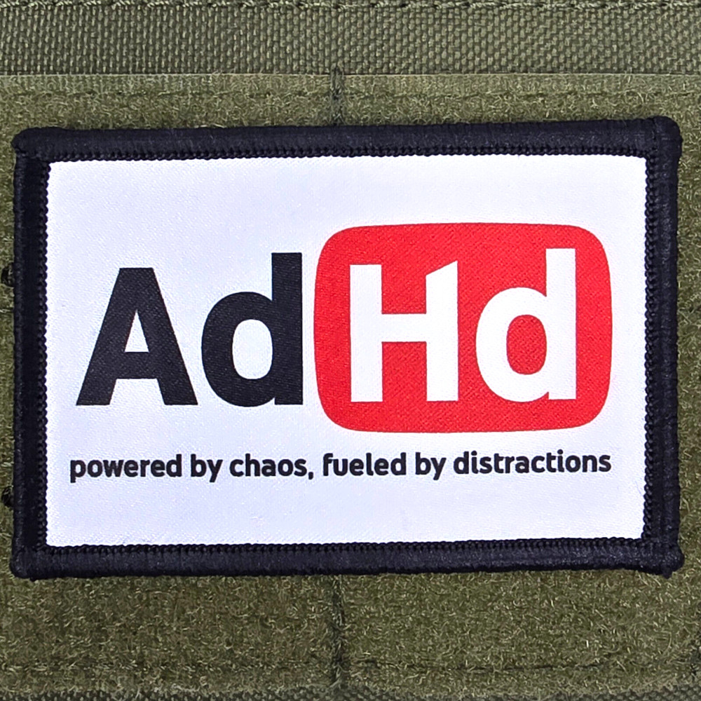 ADHD Meme Patch Moral Tactical Military Army USA Flag Hook & Loop 3x2