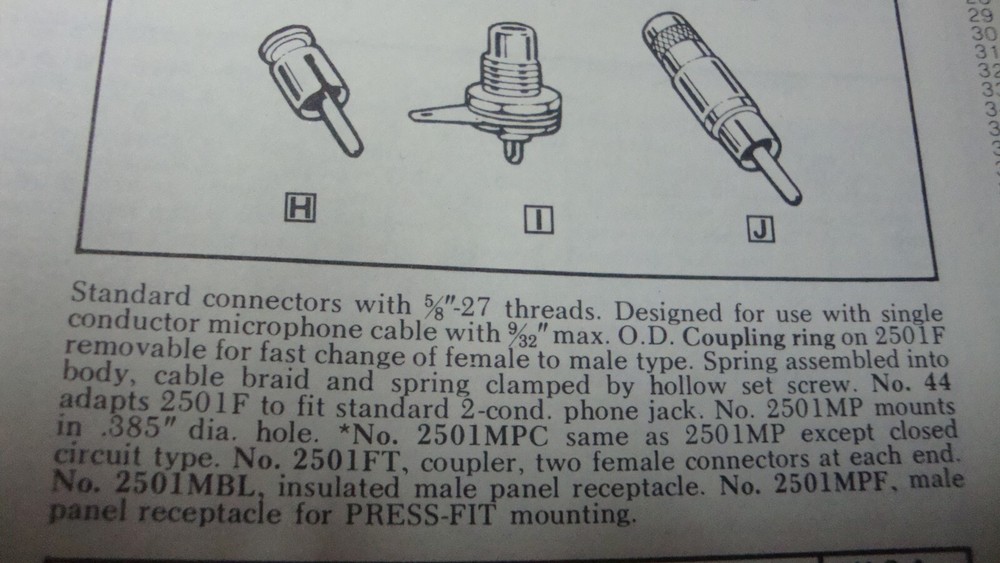 Switchcraft #2501M standard mic connector with 5/8"-27 thread
