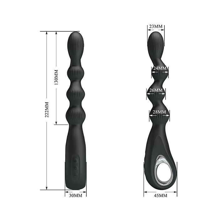 Pretty Love Federer Vibrating Beaded Anal Probe Black