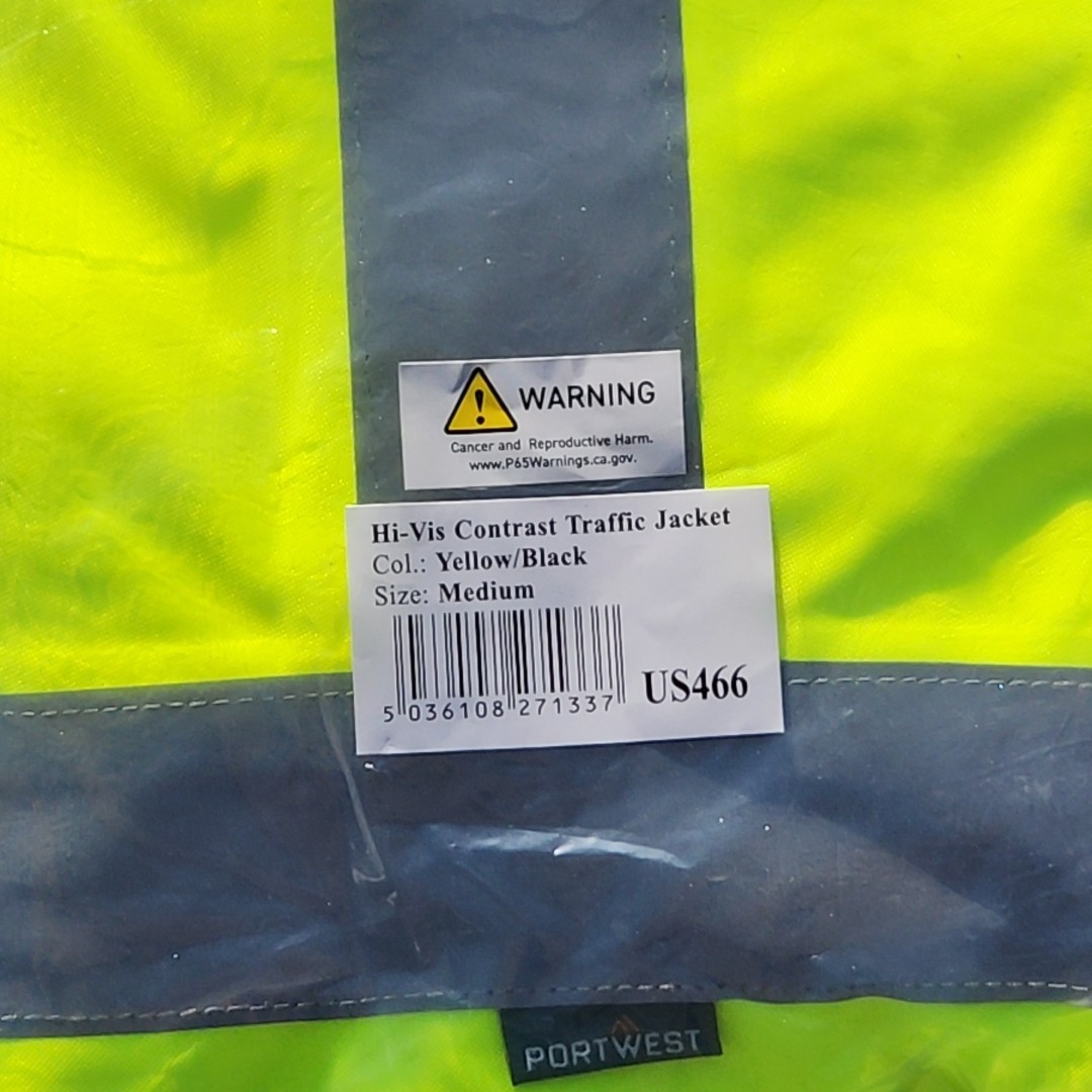 Portwest US466 Mens Waterproof Hi Vis Traffic Jacket Reflective Safety Coat Sz M
