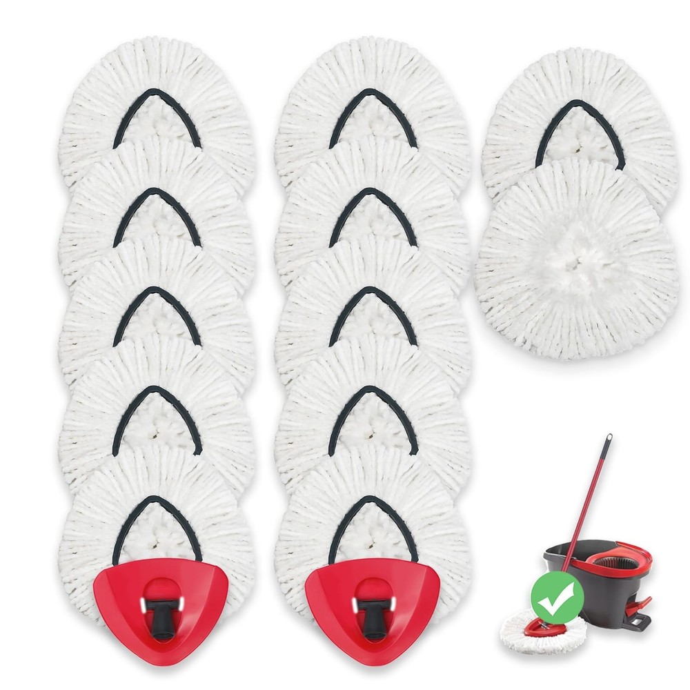 12 Pack Spin Mop Replacements Head, Mop Heads Replace Compatible for Oceda Ea...