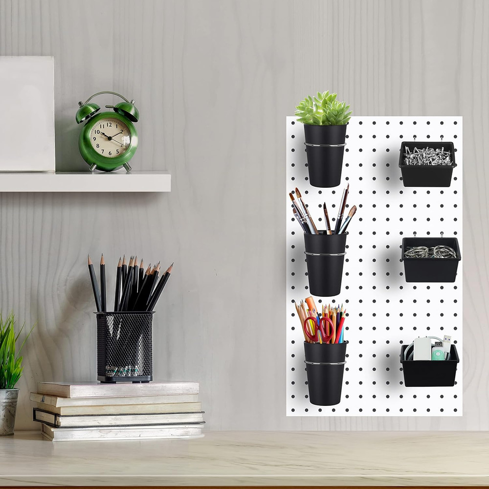 6 Sets Pegboard Bins with Hooks - Pegboard Organizer for Accessories, Tools