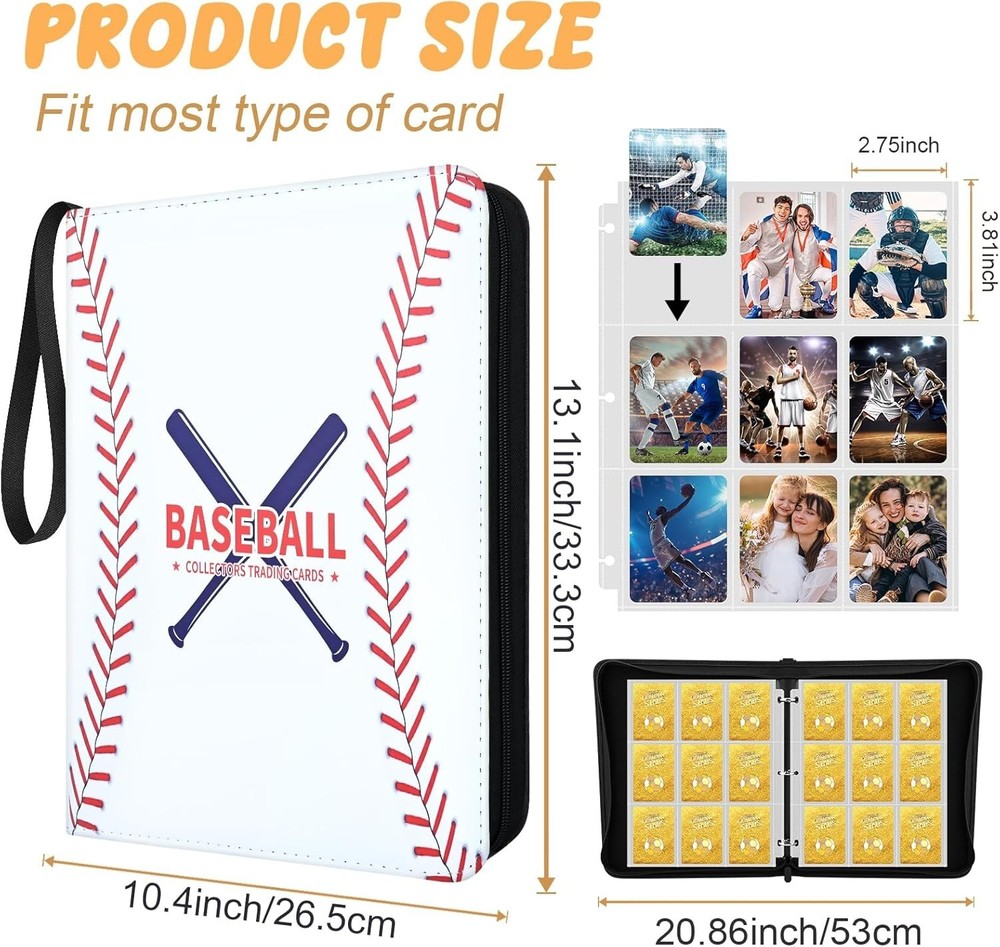 Premium Ringless Trading Card Binder - 900+ Capacity, 9 Side-Loading Pockets.