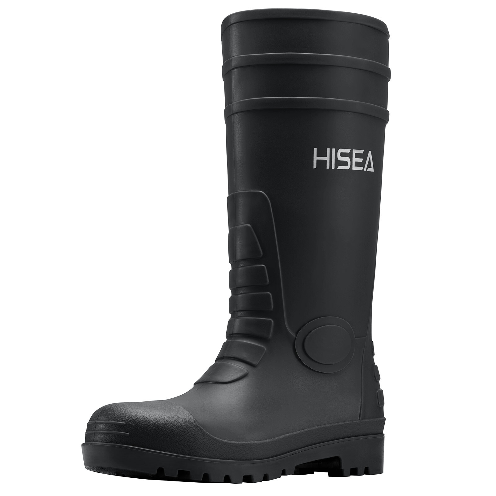 HISEA Men Steel Toe Rain Boots Waterproof Fishing Hunting Garden Mud Work Boots