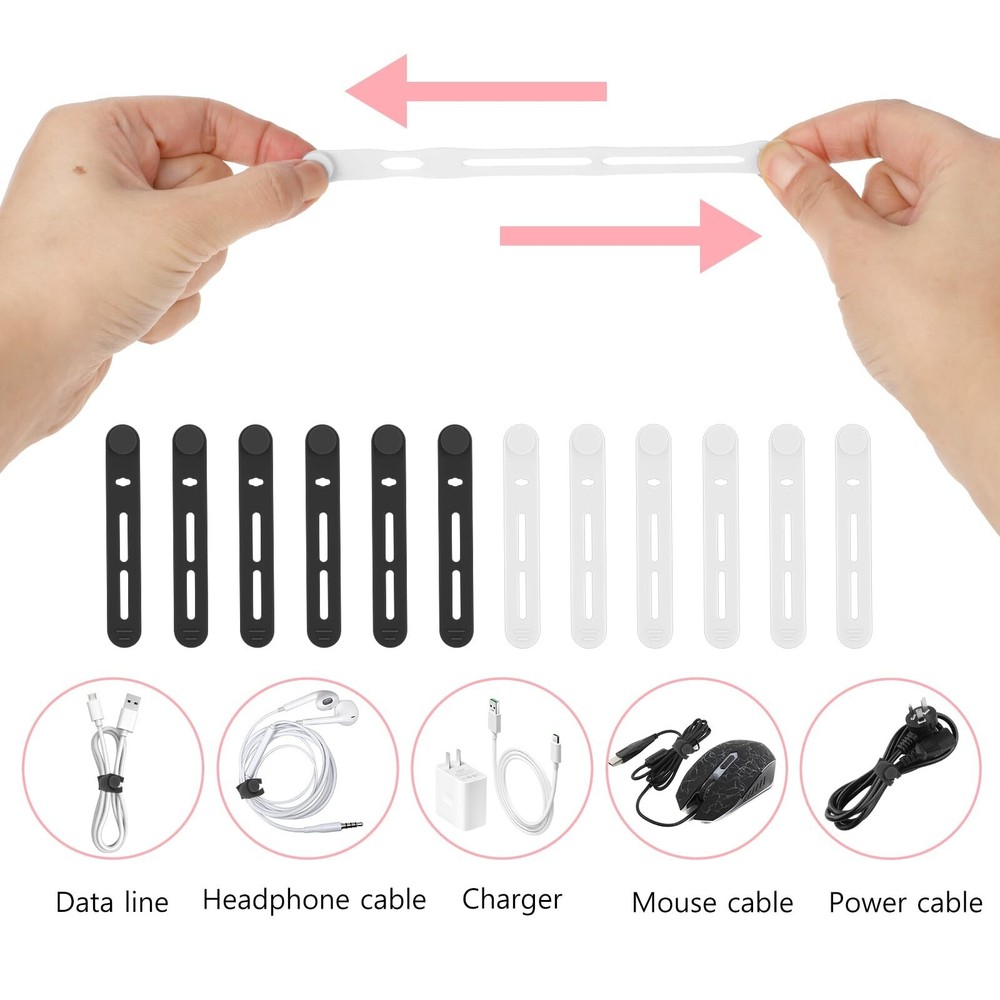 Molain Reusable Cable Ties, 20Pcs Adjustable Silicone Multifunctional Cable S...