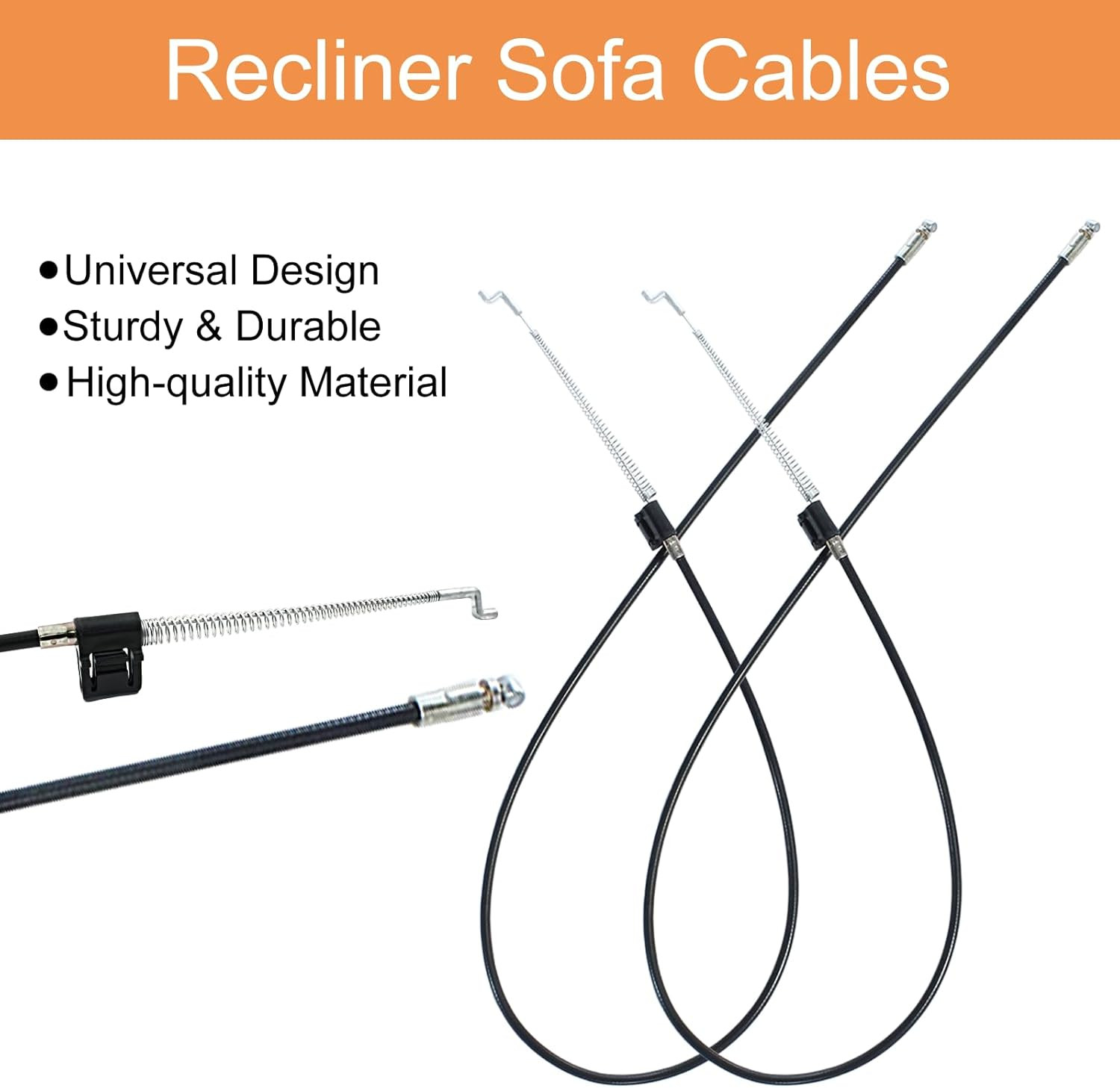2 Pcs Sofa Recliner Cables, Universal Recliner Part Release Cable Replacement Pa