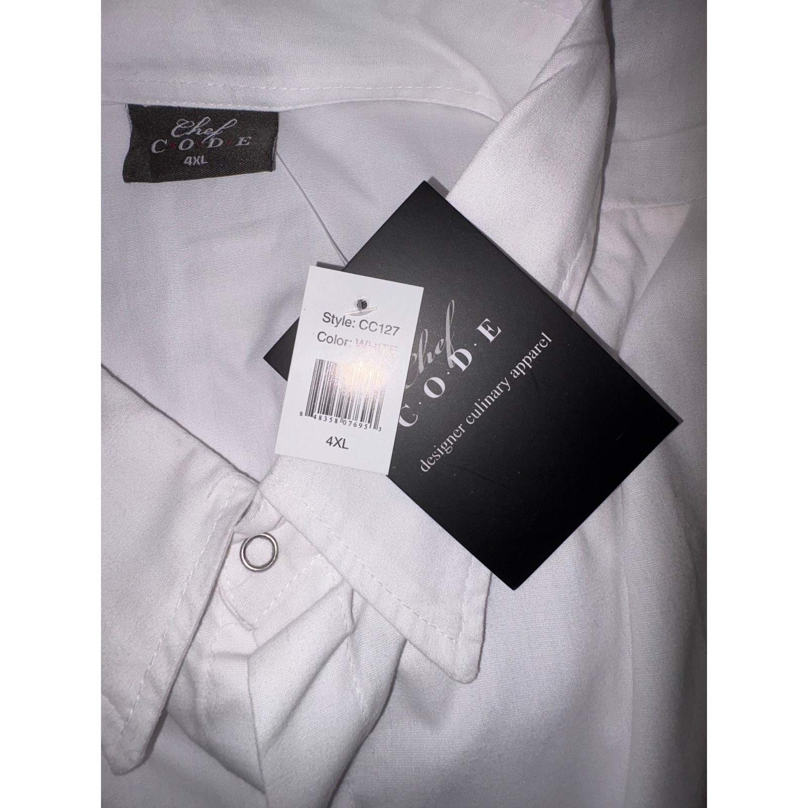 Chef Code White Chef Coat Shirt 4XL Short Sleeve Culinary Apparel Designer