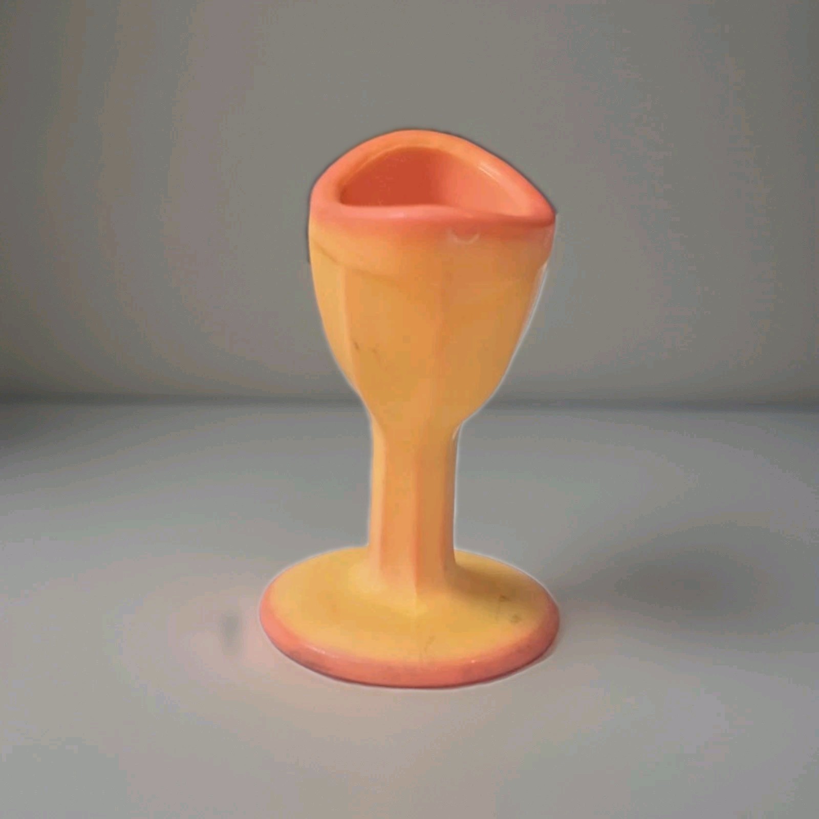 VINTAGE UV REACTIVE SLAG Glass ORANGE SWIRL Ribbed Design Eye Wash Cup by ROSSO