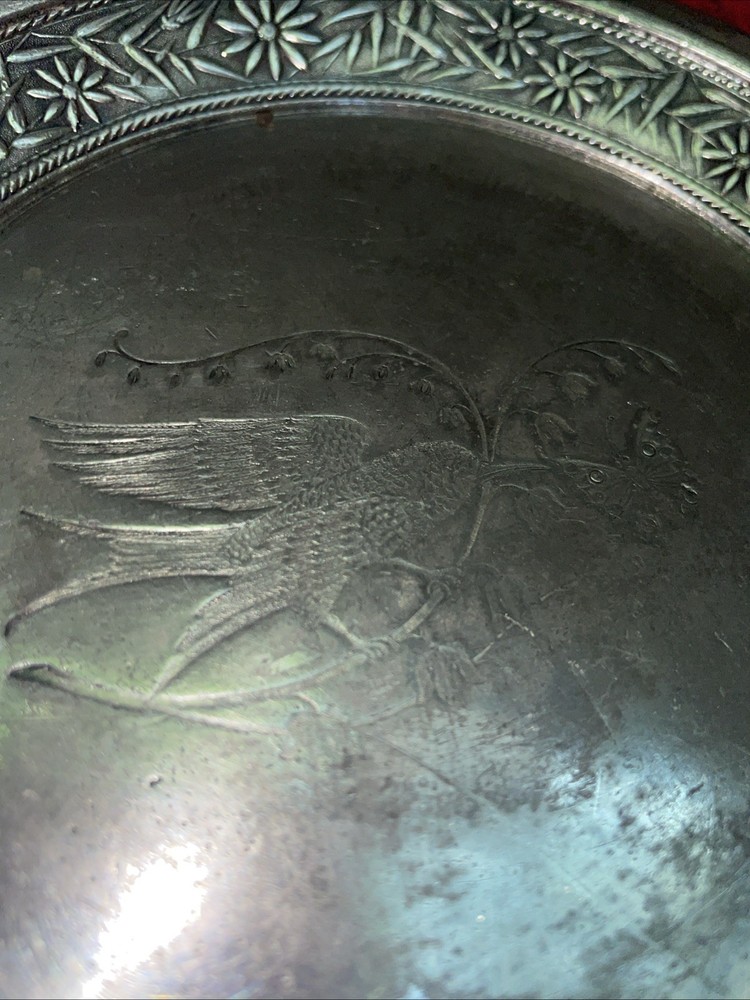 Vintage Meridian Silver plate Co Quadruple Plate with Floral Engraving 6.5”