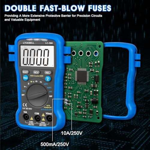 Digital Multimeter Tester 4000 Counts, AC DC Volt Ohm Amp Meter Auto Ranging