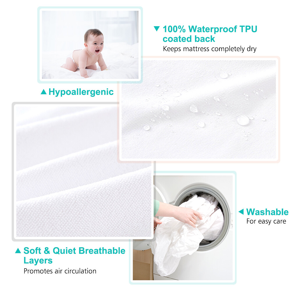Waterproof Mattress Protector Fitted Mattress 18" Deep Fitted Bed Sheet