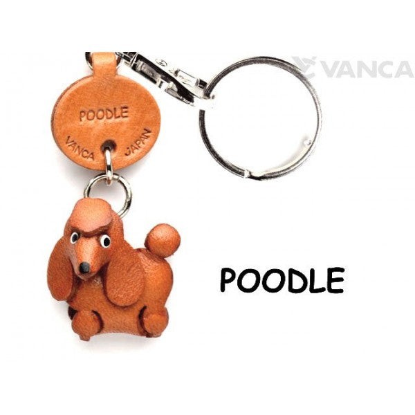 Poodle Leather Dog Keychain