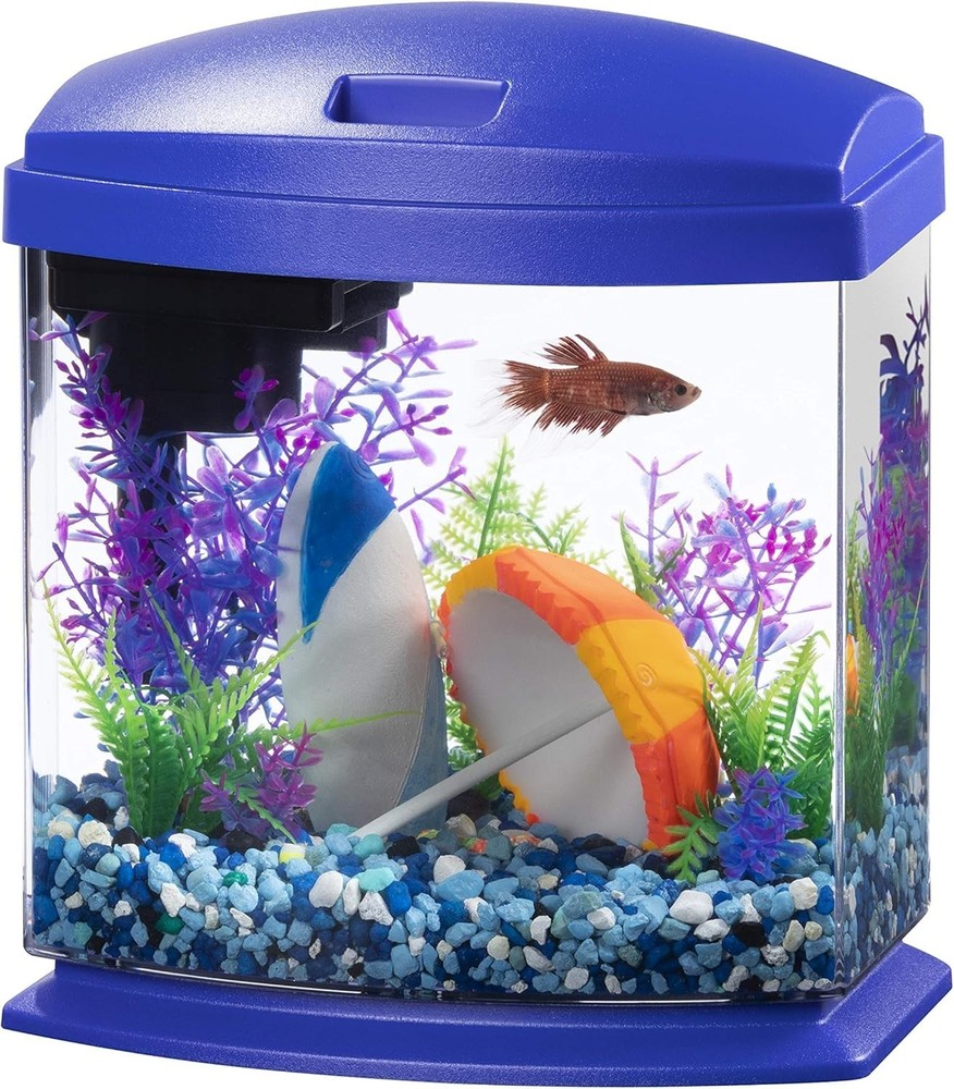 Blue Small Fish Tank with SmartClean Technology.