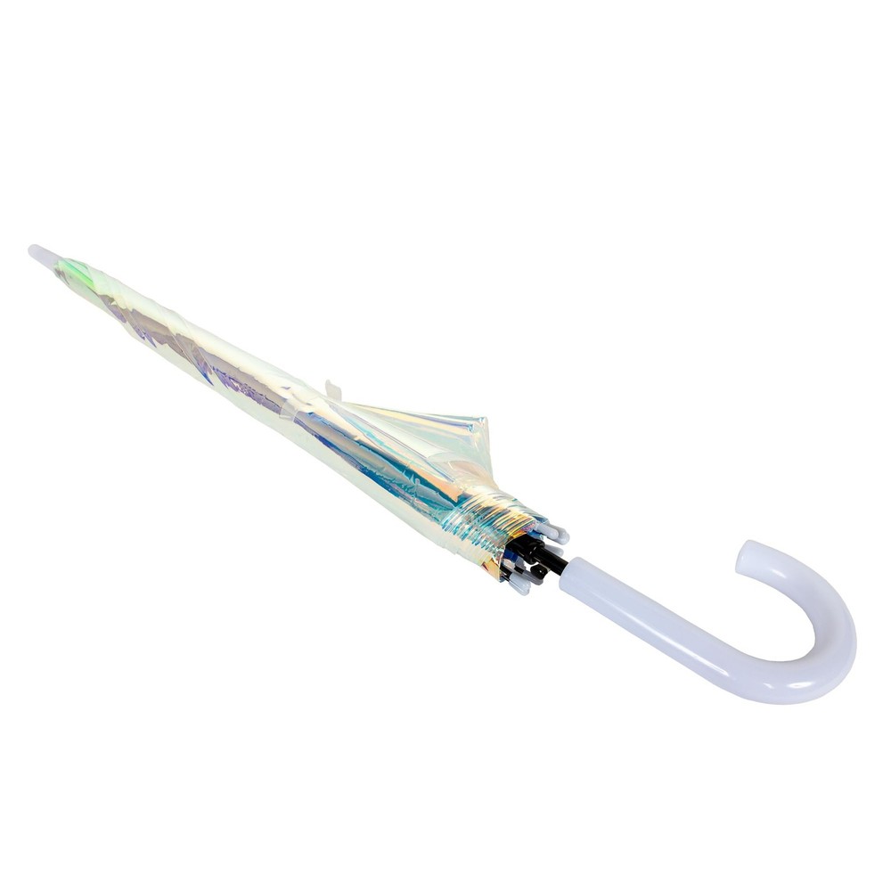 Iridescent Stick Umbrella, 50" Canopy Coverage, Crook Handle