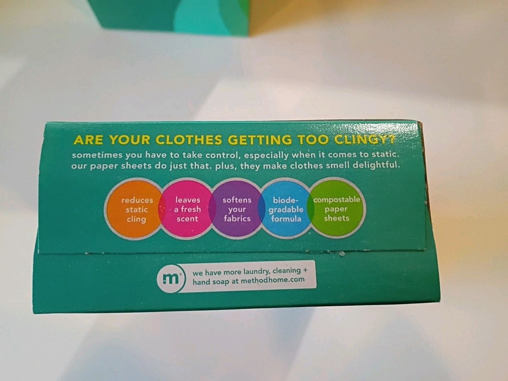 2x Method Dryer Sheets Scent: Beach Sage 80 Sheets Per Pack New