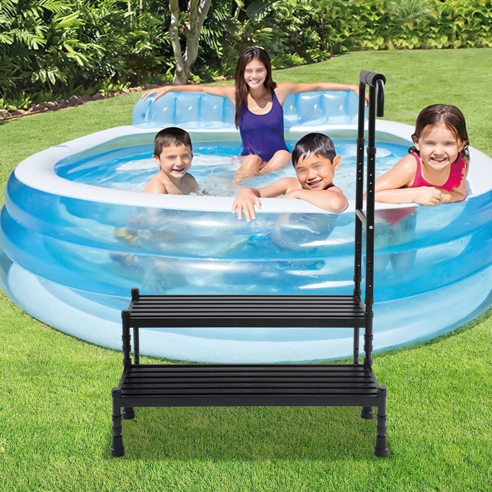 2-Step Stool with Adjustable Handle, Sturdy Metal Design for Safe Use