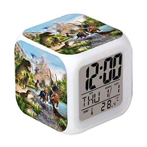 LED Alarm Clock Dinosaur Jurassic Design Creative Desk Table Clock Glowing