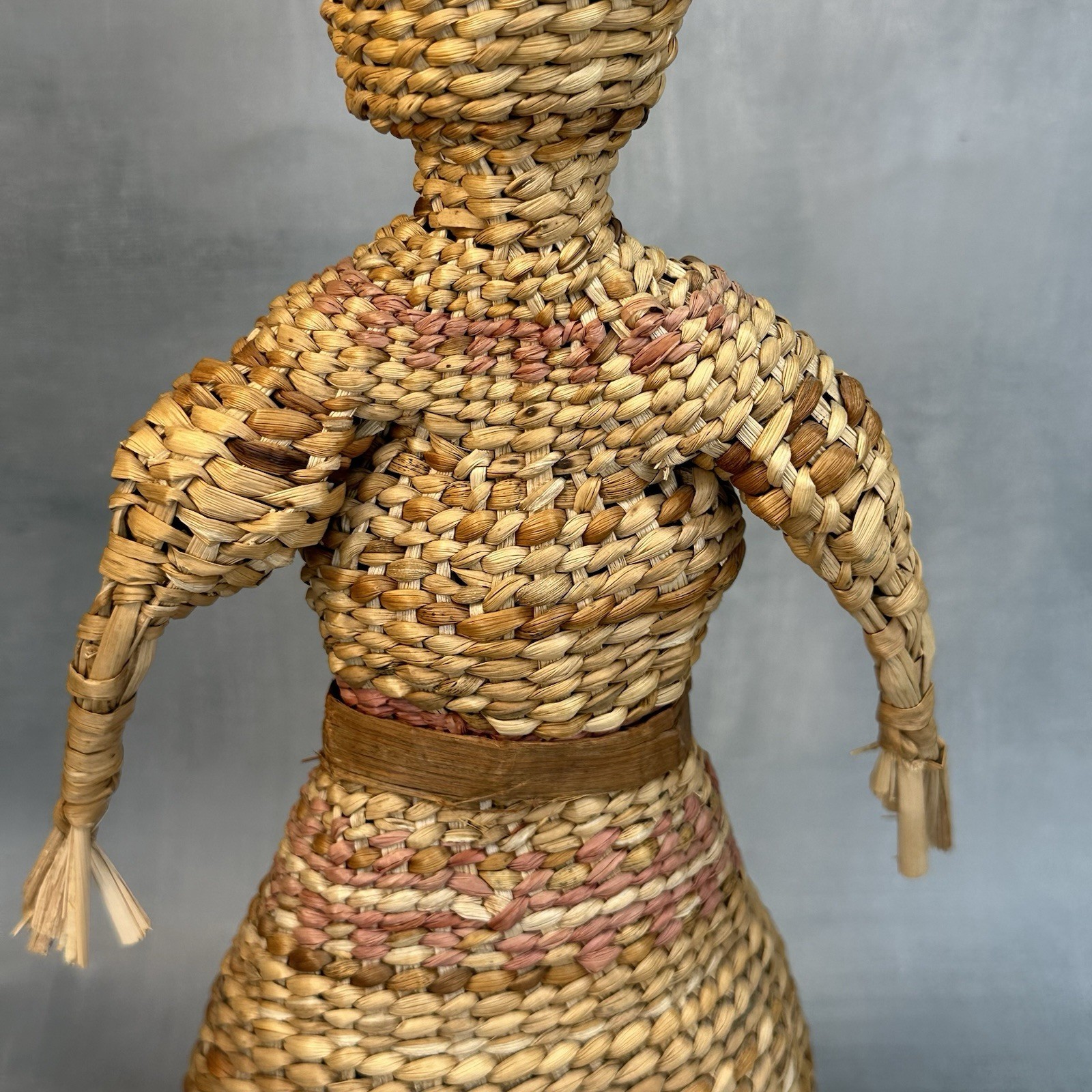 Vintage Native American Skokomish Basketry Basket Doll Woman Dress 13”