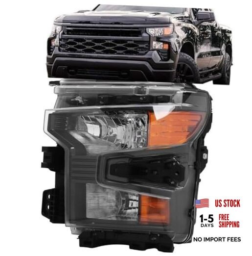Halogen Headlight Compatible with Chevy Silverado 1500 2022 Left Driver Side