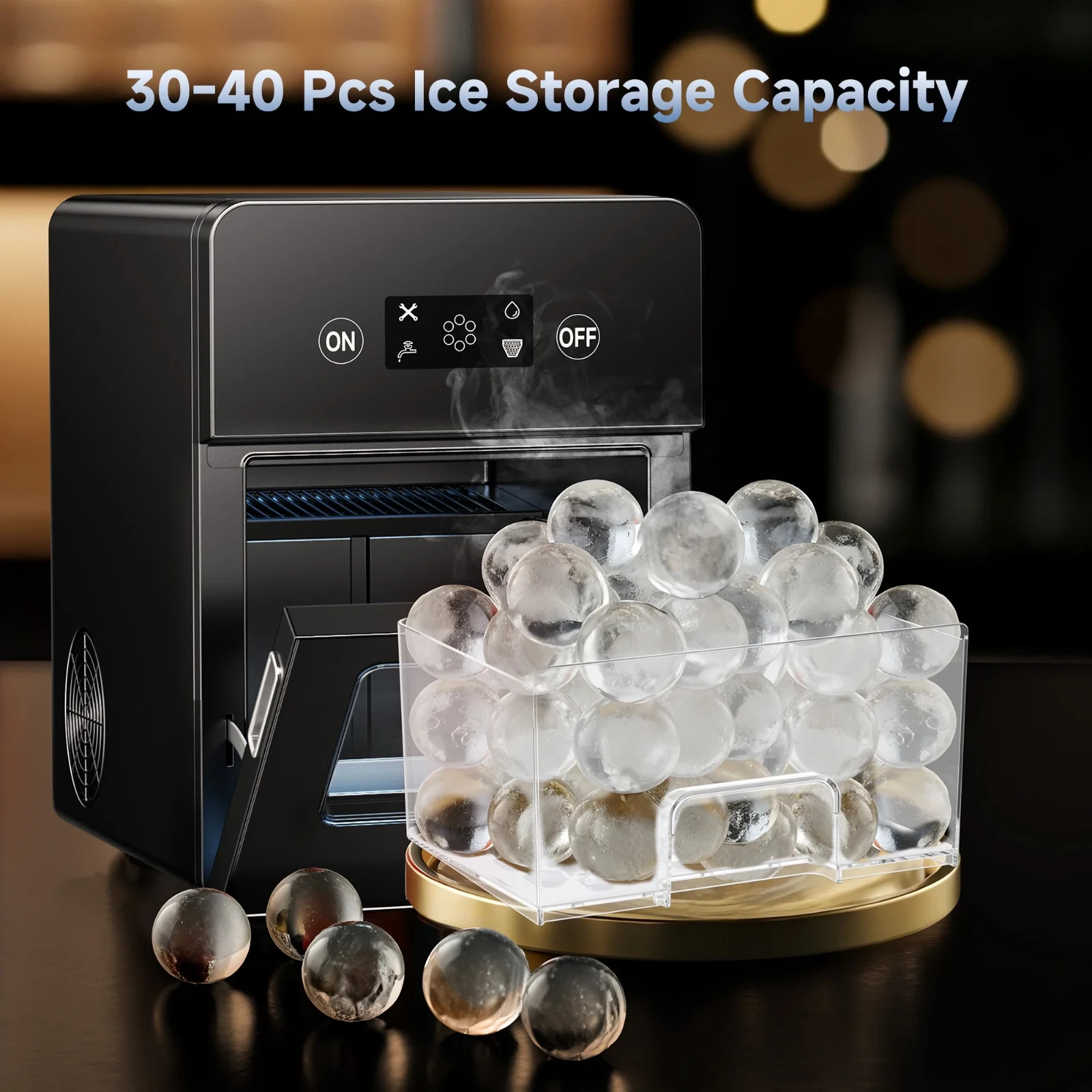 Simzlife Sphere Ice Maker,10 pcs/Hour, 150 pcs/Day,Clear Ice Ball Maker with Enh