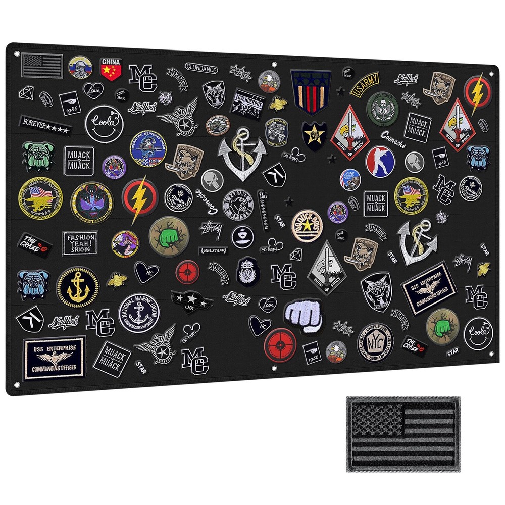 Tactical Patch Organizer 43x27.5in Black with Loop Surface Steel Ring Flag Patch