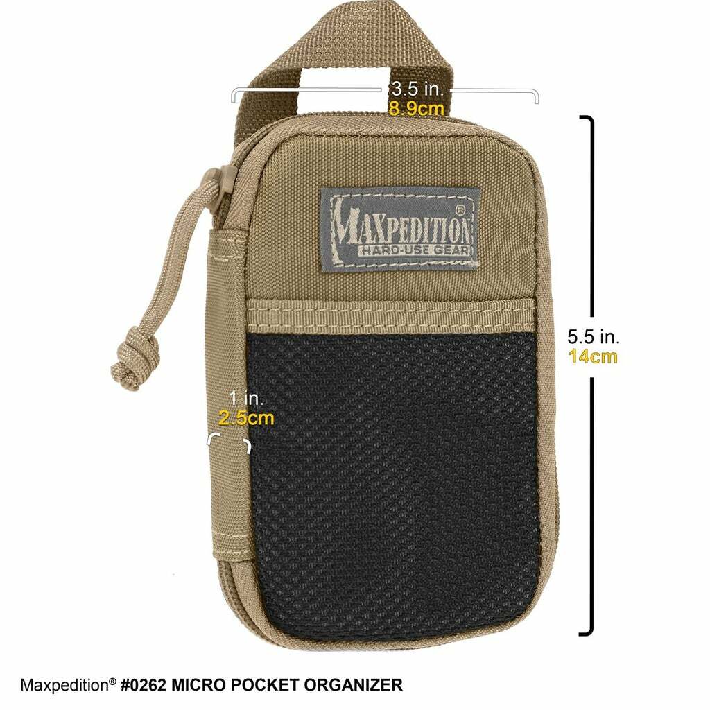 Maxpedition Micro Pocket Measures 3 1/2" Wide x 5 1/2" High x 1" Deep MX262K