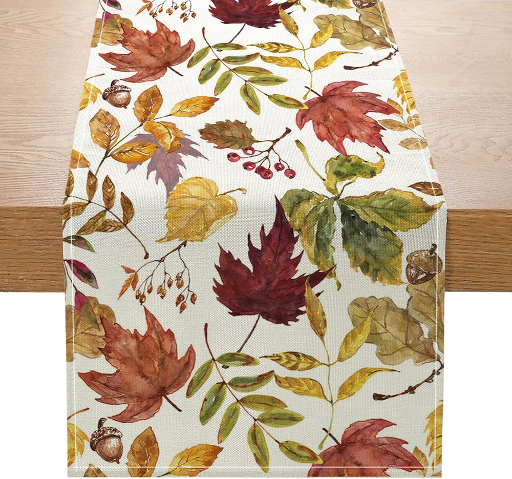 Fall Decorations for Home,Fall Maple Leaves Table Runner, Thanksgiving Watercolo