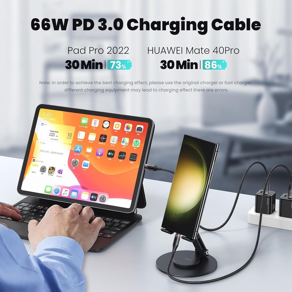 USB C Charger Cable 4ft,6A/66w Fast Charging Type C Data Nylon...