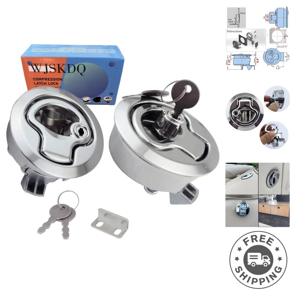 Keyed Lock Flush Pull Boat Latches - 2pcs/4pcs for Secure Compartment Access