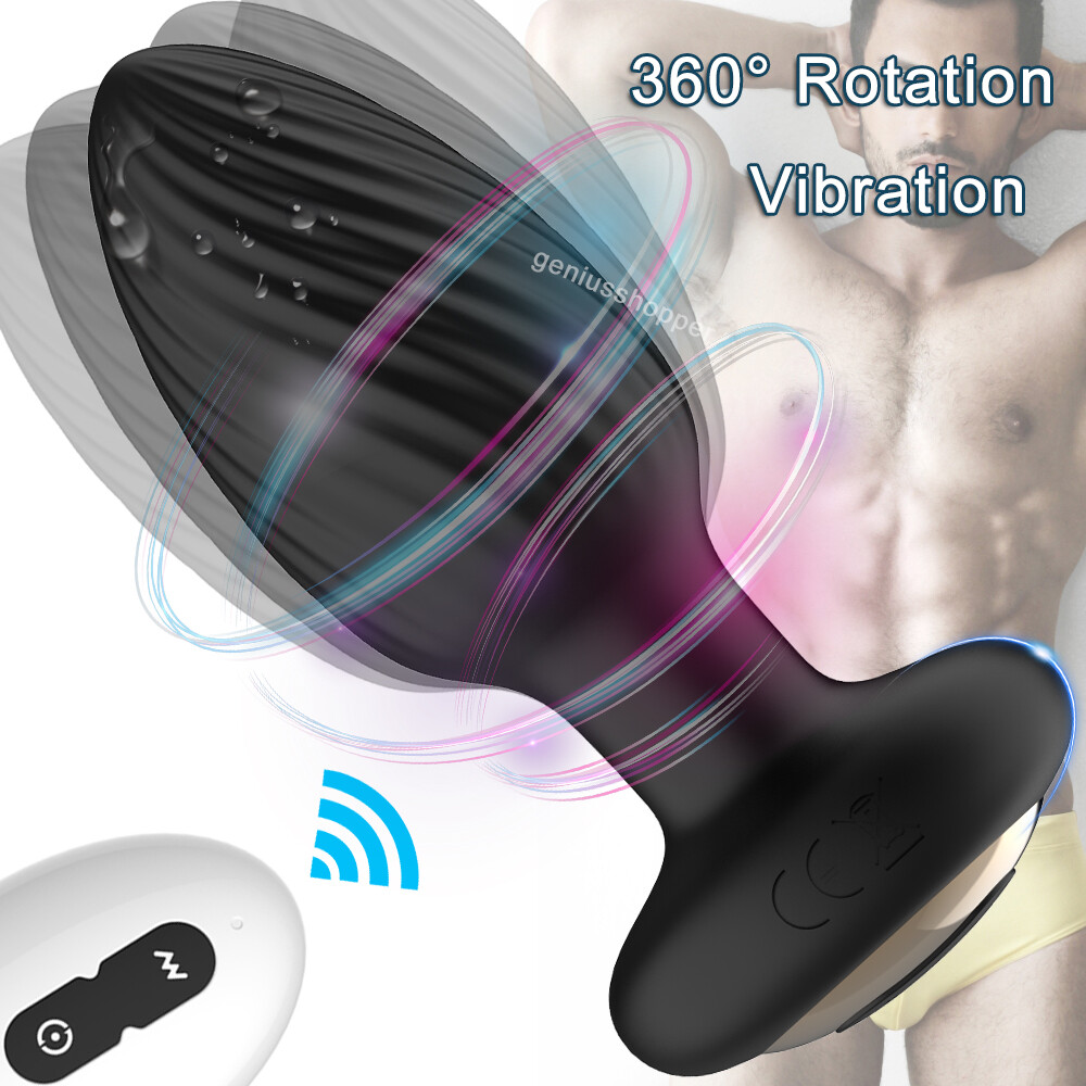 Rotating Anal Butt Plug Dildo Vibrator Prostate Massager Sex Toys for Men Women
